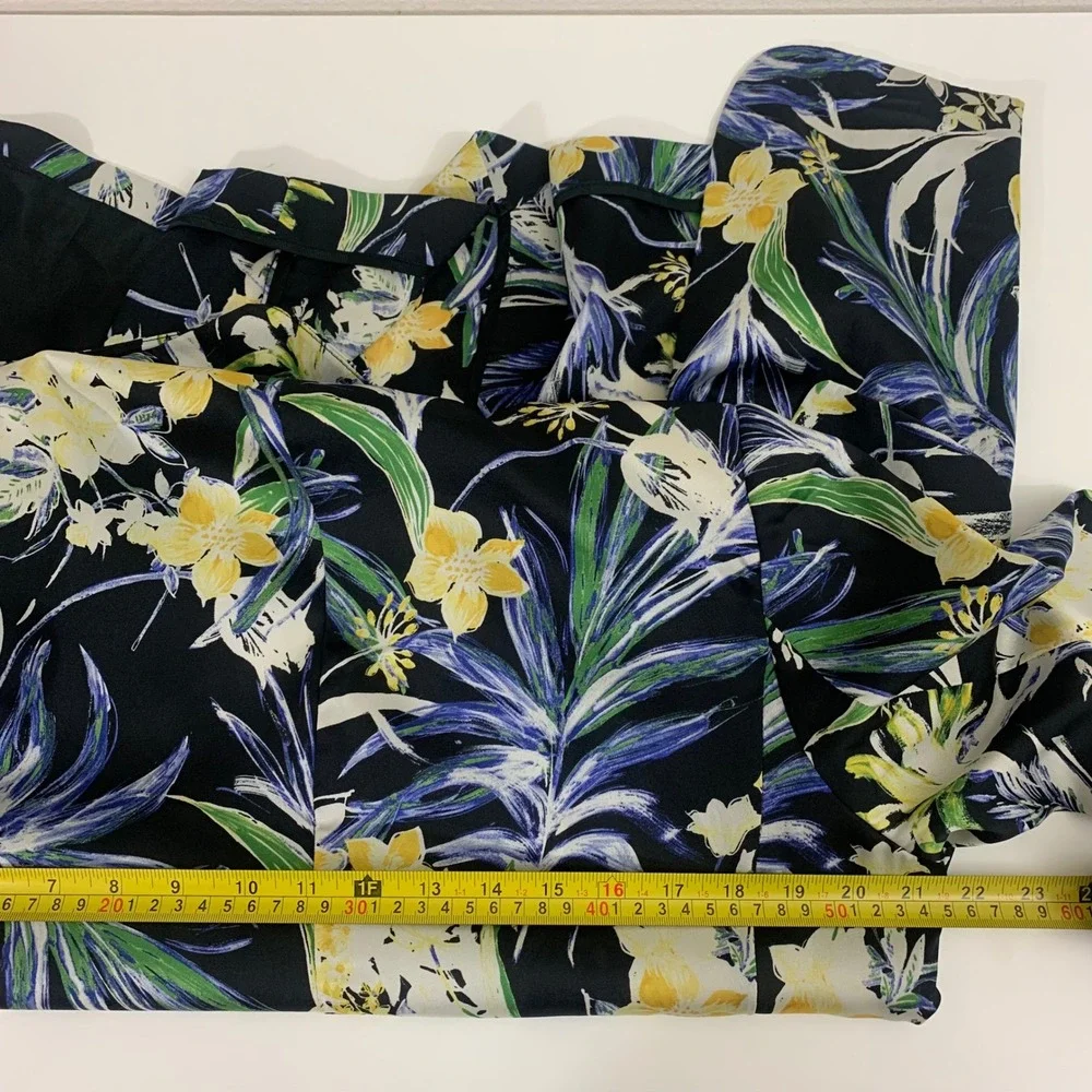 Zara Basic Womens M Tropical Floral Bloomcore Garden Blazer Black Yellow Green